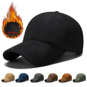 Winter Fleece-Lined Warm Plain Baseball Cap Sheepskin Fleece