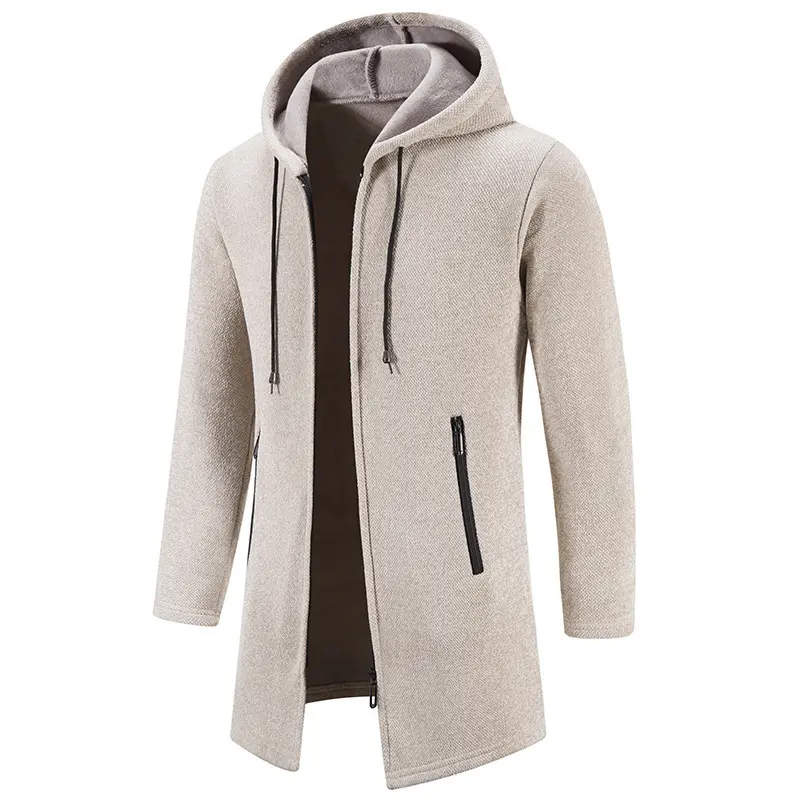 Men's Zip-Up Hooded Cardigan Sweater with Wool Lining (Plus) Men's Zip-Up Hooded Cardigan Sweater with Wool Lining (Plus)