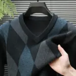 6056077c-44c2-4a69-993c-aea55a73cf20.webp Warm Wool V-Neck Knitted Sweater for Men, Slim Fit