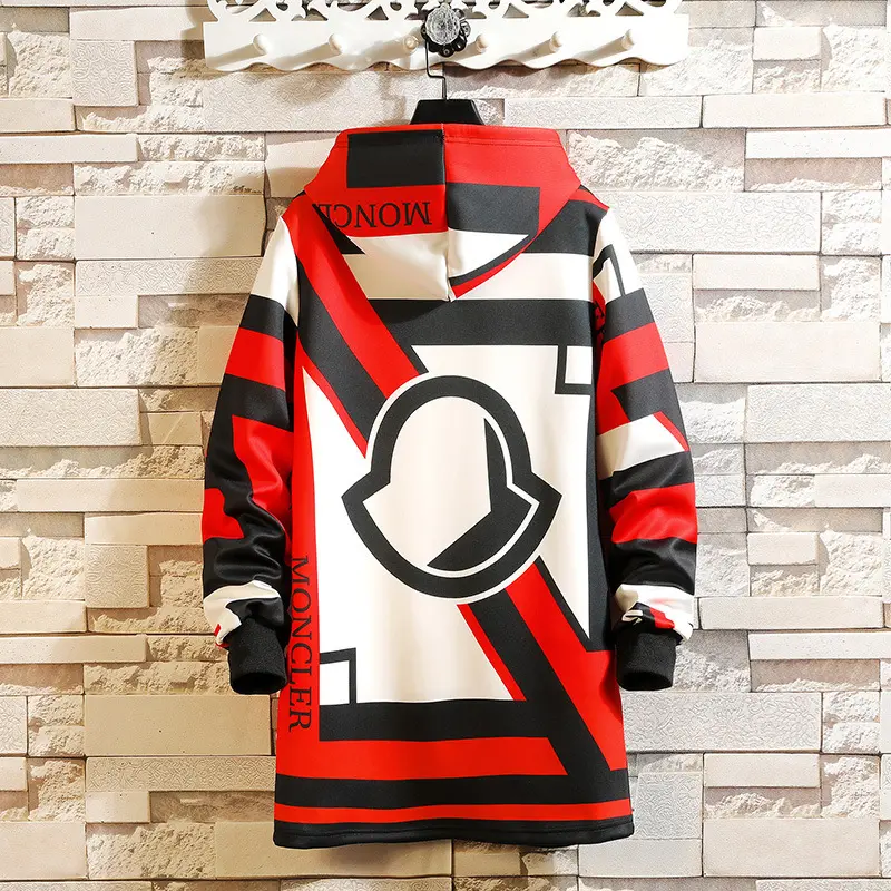Hooded Mid-Length Trench Coat for Men with Zipper Closure
