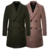 Double-Breasted Wool Trench Coat for Winter, Slim Fit