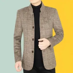 Warm Men’s Casual Blazer for Fall & Winter with Flap Pockets