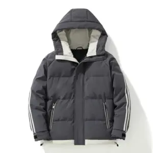 Warm Men’s Plus Size Padded Coat with Hood, Winter Korean Style