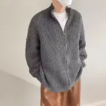 Warm Half Turtleneck Men’s Sweater Cardigan for Spring, Loose Fit