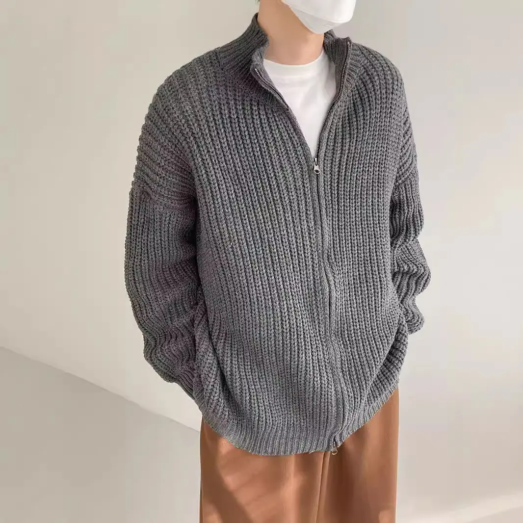 Warm Half Turtleneck Men’s Sweater Cardigan for Spring, Loose Fit