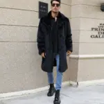 Windproof Insulated Faux Fur Coat with Fur Collar Pockets