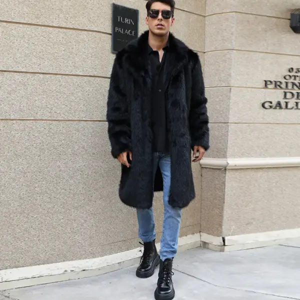 Windproof Insulated Faux Fur Coat with Fur Collar Pockets