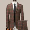 Mens Casual Suit Set with Slim Fit, Nylon Blend - Black/Gray/Brown