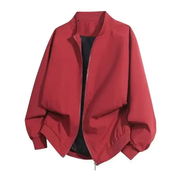 Solid Color Baseball Collar Jacket Men's Coat Solid Color Baseball Collar Jacket Men's Coat