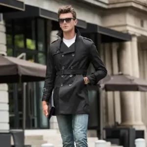 Casual Trench Coat For Men Mid-length Design