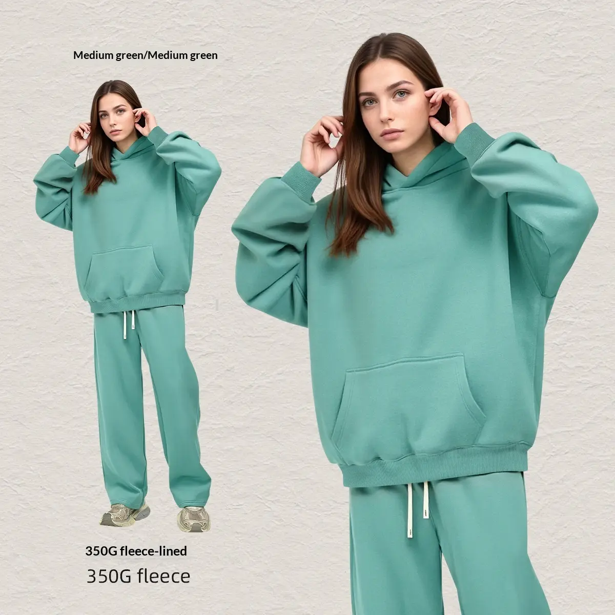 Fleece-Lined Loose Fit Men’s Hooded Sweatshirt Set Fleece-Lined Loose Fit Men’s Hooded Sweatshirt Set