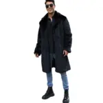 Windproof Insulated Faux Fur Coat with Fur Collar Pockets