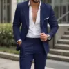 Light Business Slim Fit Men’s Two-Piece Suit Set - Fused
