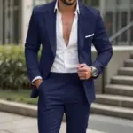 Light Business Slim Fit Men’s Two-Piece Suit Set - Fused
