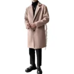 Loose Mid-Length Wool Blend Coat with Polyester Lining