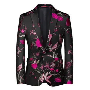 Bronzing Finish Stage Performance Men’s Suit Set - Polyester