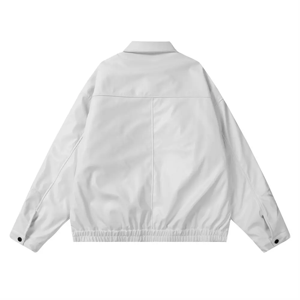 Street-Ready Men’s PU Leather Motorcycle Jacket in Black, White