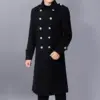 Slim-Fit Men’s Wool Coat in Black with Pleated Patch Pocket