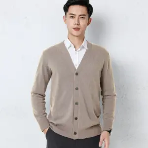 Slim Fit Long Sleeve Knit Jacket for Men - Polyester