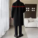 Loose Mid-Length Wool Blend Coat with Polyester Lining