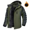 Windproof Hooded Fleece Parka Jacket for Men, Polyester