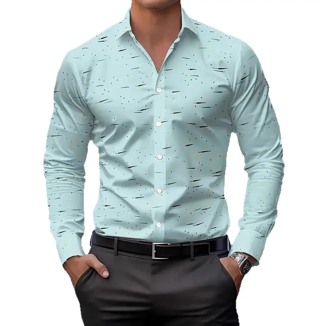 3 D Floral Print 4-Way Stretch Mens Long Sleeve Shirt 3 D Floral Print 4-Way Stretch Mens Long Sleeve Shirt