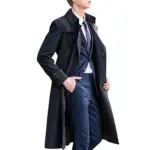 8103716d-e77d-4dcb-b0ec-561abe8d20ea.webp Men’s Long Trench Coat in Polyester Blend, Solid Color