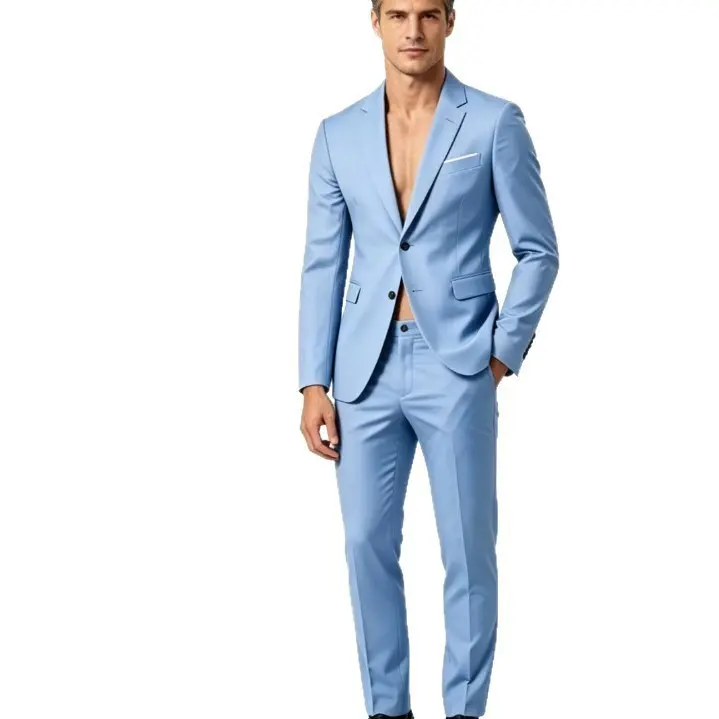 Slim Fit Men’s Business Suit Set with Double Breasted Buttons