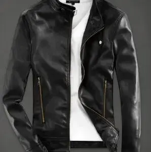 Durable PU Leather Men’s Jacket with Adjustable Fit