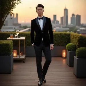 Slim Fit Suede-Style Stage Suit Set for Men and Youth