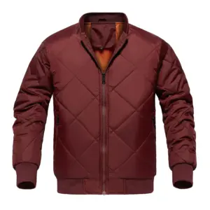 Thickened Men’s Cotton Plaid Coat with Polyester Lining