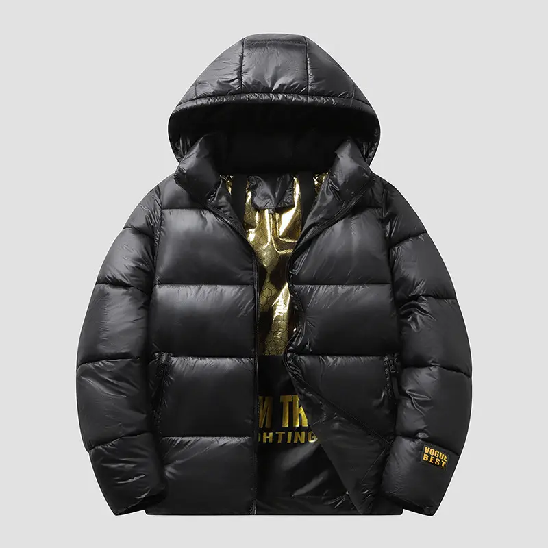 Warm Cotton-Padded Men’s Jacket with Black & Gold Style Warm Cotton-Padded Men’s Jacket with Black & Gold Style