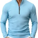 Anti-Static Men's Retro Half-Zip Knit Sweater, Stand-Up Collar