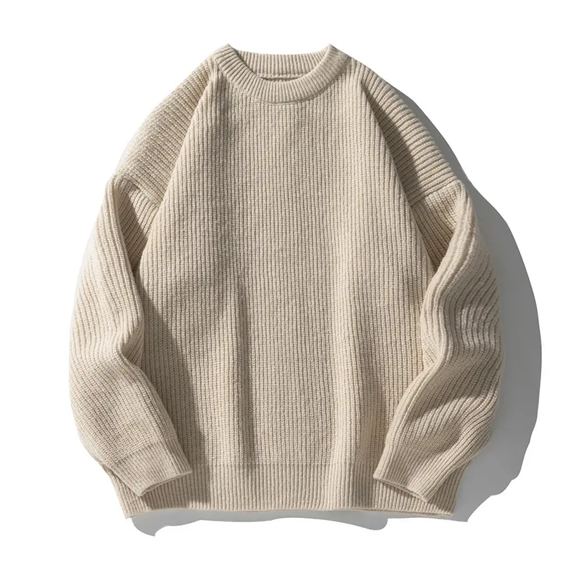 Textured Solid Color Knit Sweater for Casual, Loose Fit