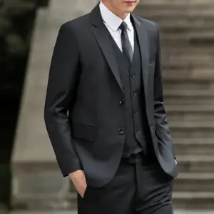 Slim-Fit Korean-Style 3-Piece Blazer Suit Set, 2-Button