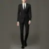 Winter-Ready Slim-Fit Men’s Suit with Flat Collar - No Slit
