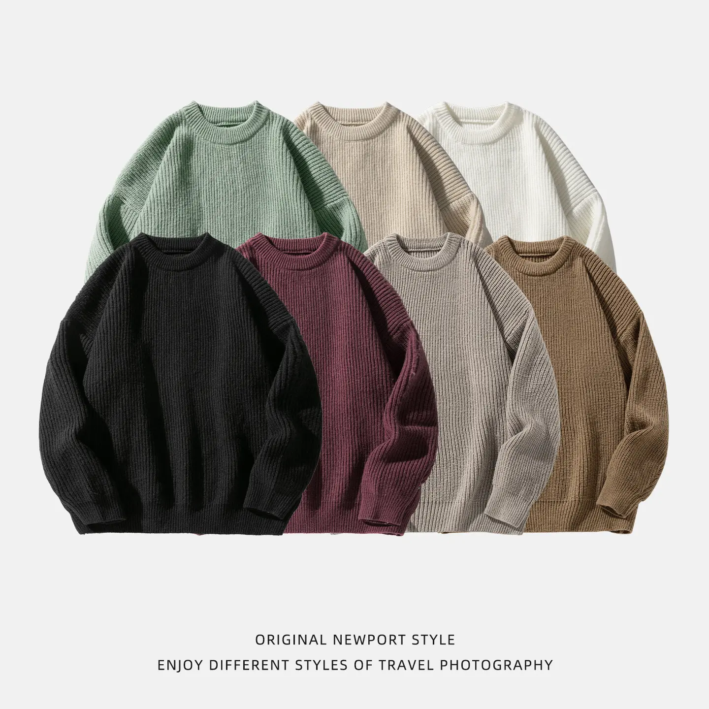 Textured Solid Color Knit Sweater for Casual, Loose Fit
