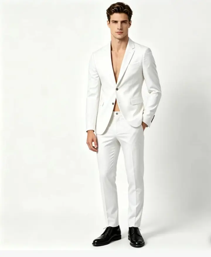 Slim Fit Men’s Business Suit Set with Double Breasted Buttons