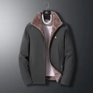 Warm Plush Cashmere Cotton Zip-Up Suit for Men