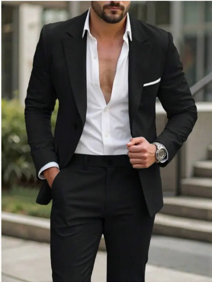 Light Business Slim Fit Men’s Two-Piece Suit Set - Fused