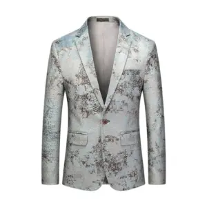 Tailored Grey Men’s Blazer with Single-Button Fit