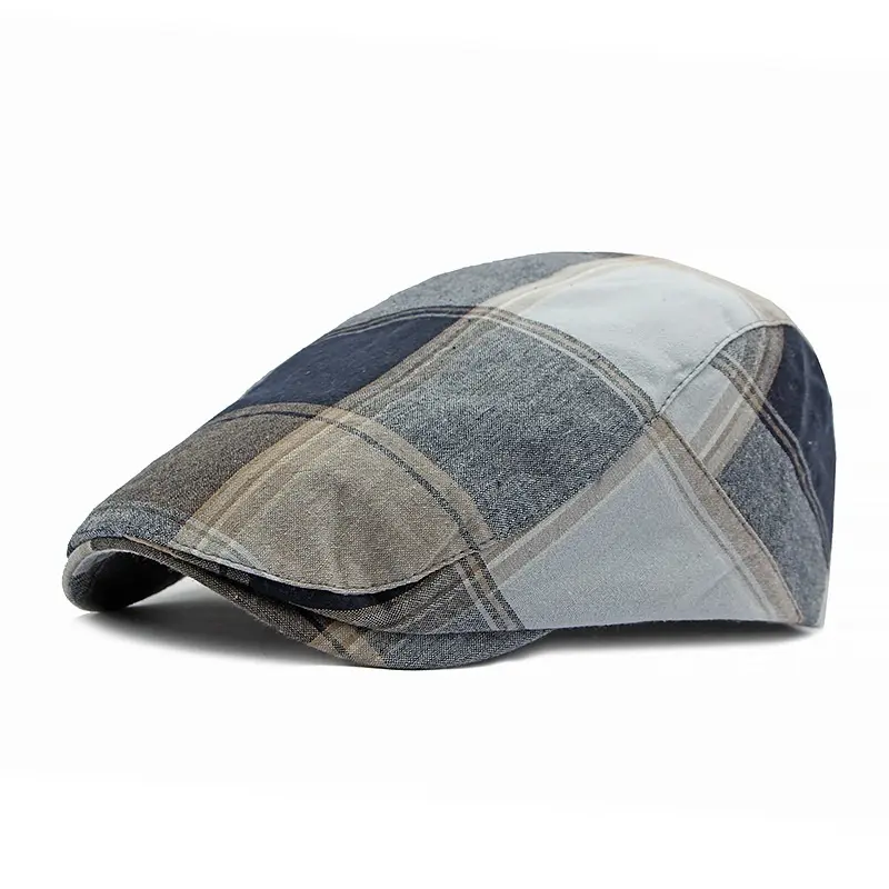 Breathable Cotton Summer Flat Top Peaked Cap for Men