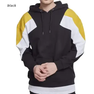 Non-Iron Men’s Color Block Round Neck Hoodie (White/Black)