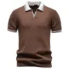 New Mens Business-casual Contrast-color Polo Shirt With Short Sleeves New Mens Business-casual Contrast-color Polo Shirt With Short Sleeves