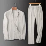 Breathable Linen Suit Set for Men, Slim Fit Lightweight