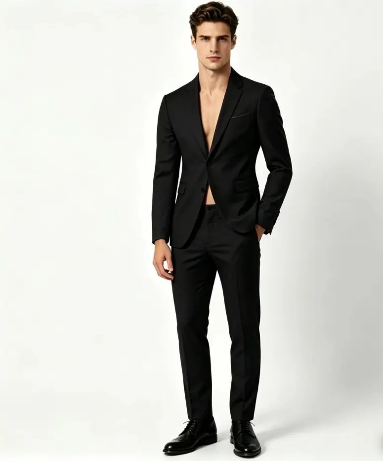 Slim Fit Men’s Business Suit Set with Double Breasted Buttons