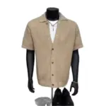 Hollow-out Knitted Short-Sleeve Men's Half-Sleeve T-Shirt