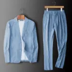 Breathable Linen Suit Set for Men, Slim Fit Lightweight