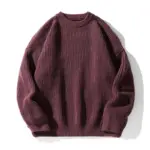 Textured Solid Color Knit Sweater for Casual, Loose Fit