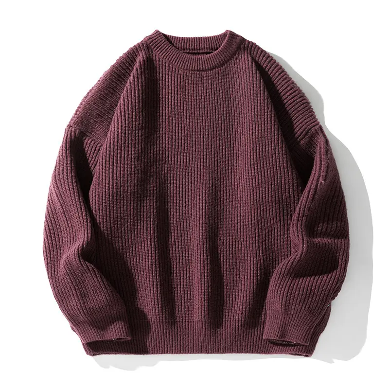 Textured Solid Color Knit Sweater for Casual, Loose Fit